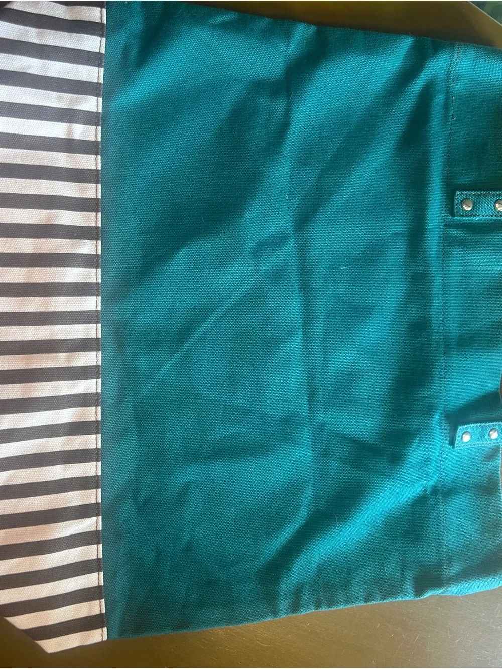 henri bendel Teal Canvas Tote with Black Trim - Picture 2 of 5